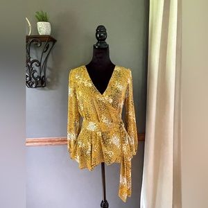 LOFT NWT Gold Floral Top